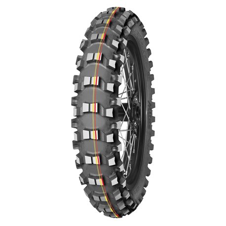 Mitas, pneu 90/100-14 Terra Force MX-SM SOFT/MEDIUM 49M TT, zadní, (červený/žlutý pruh) DOT 2022 (DOT:JDDD) (26032)