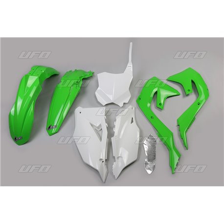 UFO, sada plastů, Kawasaki KXF 250 '21, KXF 450 '19-21 barva OEM (zelená/černá/bílá)