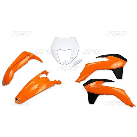 UFO, sada plastů, KTM EXC/EXCF '14-'16 barva OEM '14 (oranžová/bílá/černá) (s rámečkem světla)