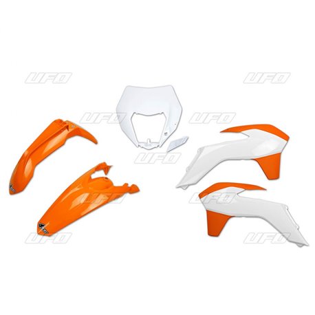 UFO, sada plastů, KTM EXC/EXCF '14-'16 barva OEM '15 (oranžová/bílá) (s rámečkem světla)