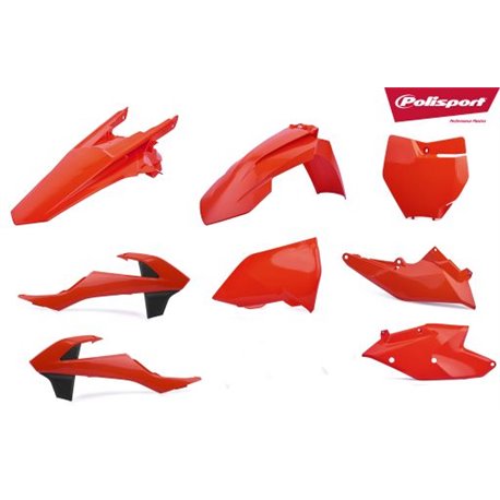 Polisport, sada plastů, KTM SX 125/150, SXF 250/350/450 16-18 oranžová barva FLUO, v sadě tabulka a kryty přední vidlice