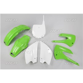 UFO, sada plastů, Kawasaki KX 85 '01-'13 barva OEM (barva OEM KX85 '01-'09, KX85 '11-'12) (zelená/bílá) (KA207E999)