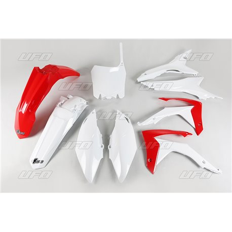 UFO, sada plastů, Honda CRF 250R 14-17, CRF 450R 13-16 s víkem vzduchového filtru, barva OEM ( bílá/červená )