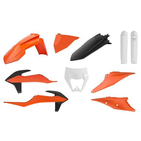 Polisport, sada plastů, KTM EXC/EXF `20-21 v sadě rámeček světla (8668600002)a kryty přední vidlice (8398600003) barva OEM oranž