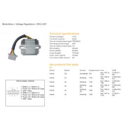 DZE, regulátor napětí, Honda GL1100 80-83, GL1200 84-87 (ESR290)