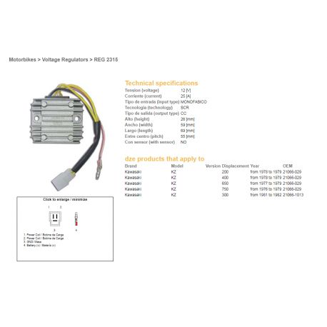 DZE, regulátor napětí, Kawasaki KVF (21066-1013/029) (ESR600)