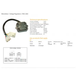 DZE, regulátor napětí, Honda CBR900RR 02-03 (CBR954), VTX1800 02-08 (ESR690) (31600-MCJ-750) (SH678DA) (35A)