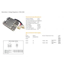 DZE, regulátor napětí, Suzuki DL1000 V-STORM '02-'12 12V 35A (32800-06G01, 32800-06G00) (ESR539)